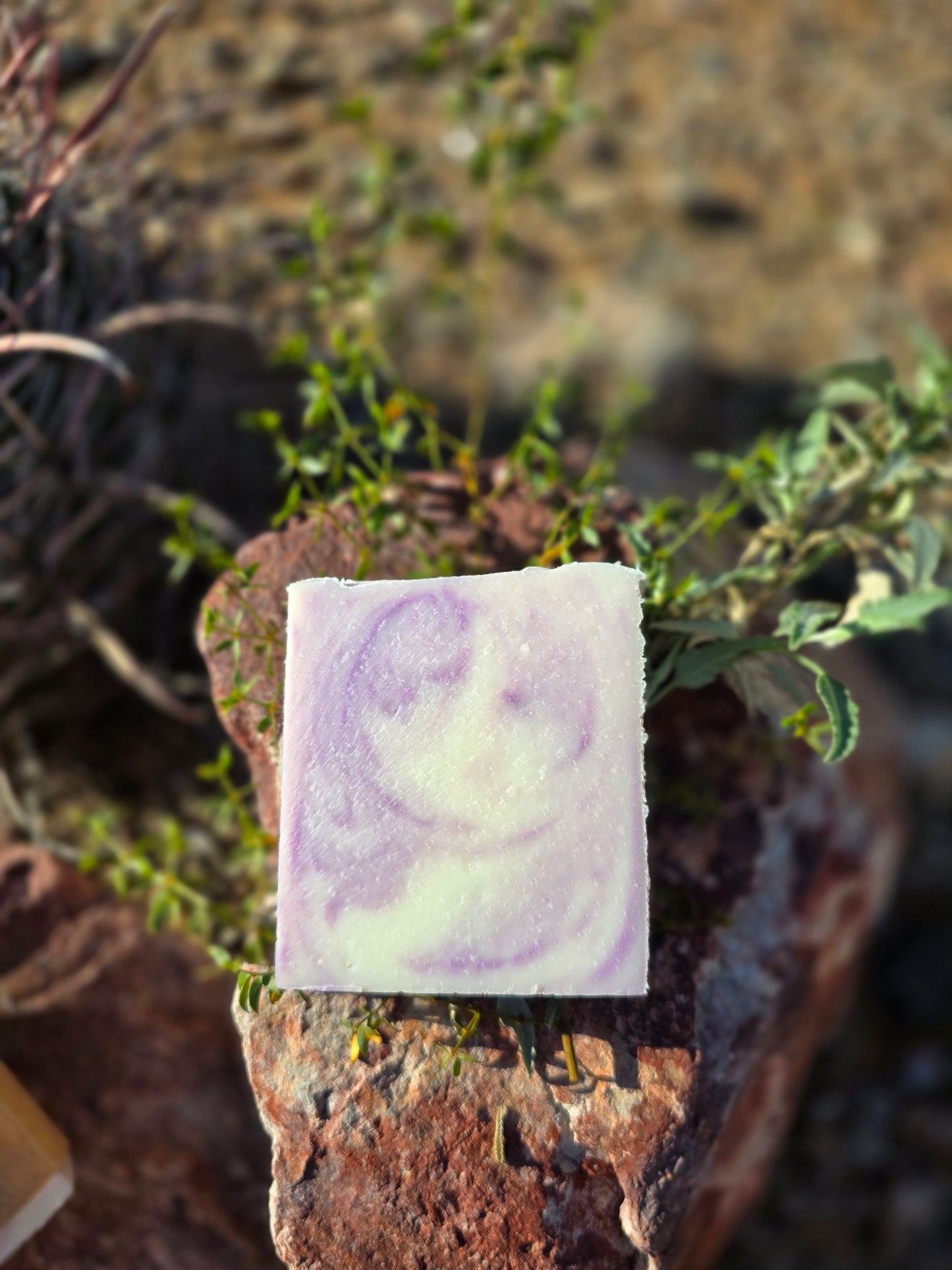Handmade tallow soap bar featuring lavender essential oil, crafted with grass-fed beef tallow and nourishing oils for deep hydration