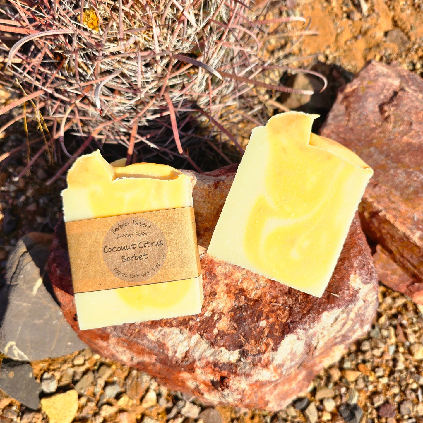Handmade tallow soap bar featuring a sweet coconut fragrance, crafted with grass-fed beef tallow, shea butter, and olive oil for deep hydration and gentle cleansing.