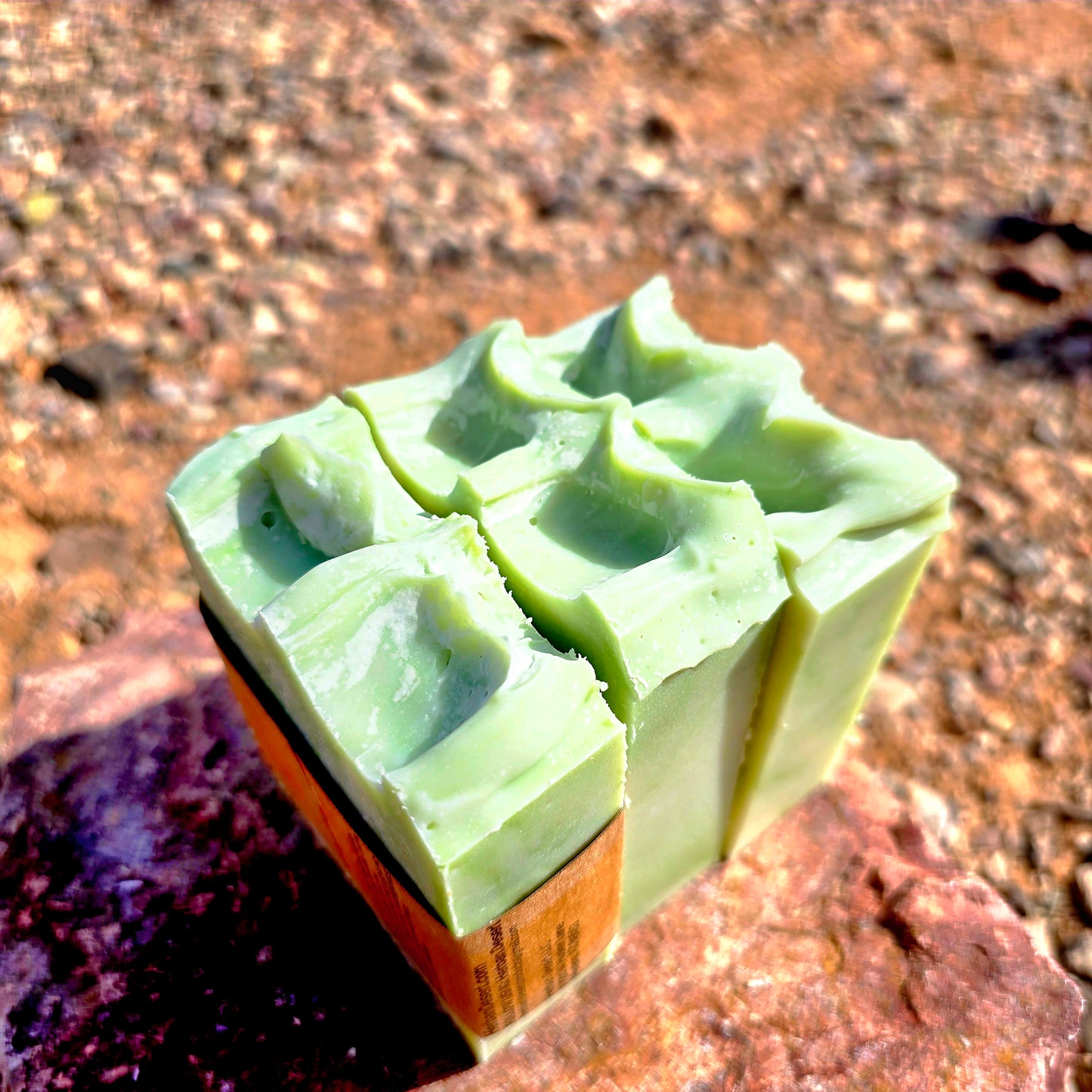 Handmade tallow soap bar featuring eucalyptus essential oil, crafted with grass-fed beef tallow, shea butter, and olive oil for deep hydration and gentle cleansing.