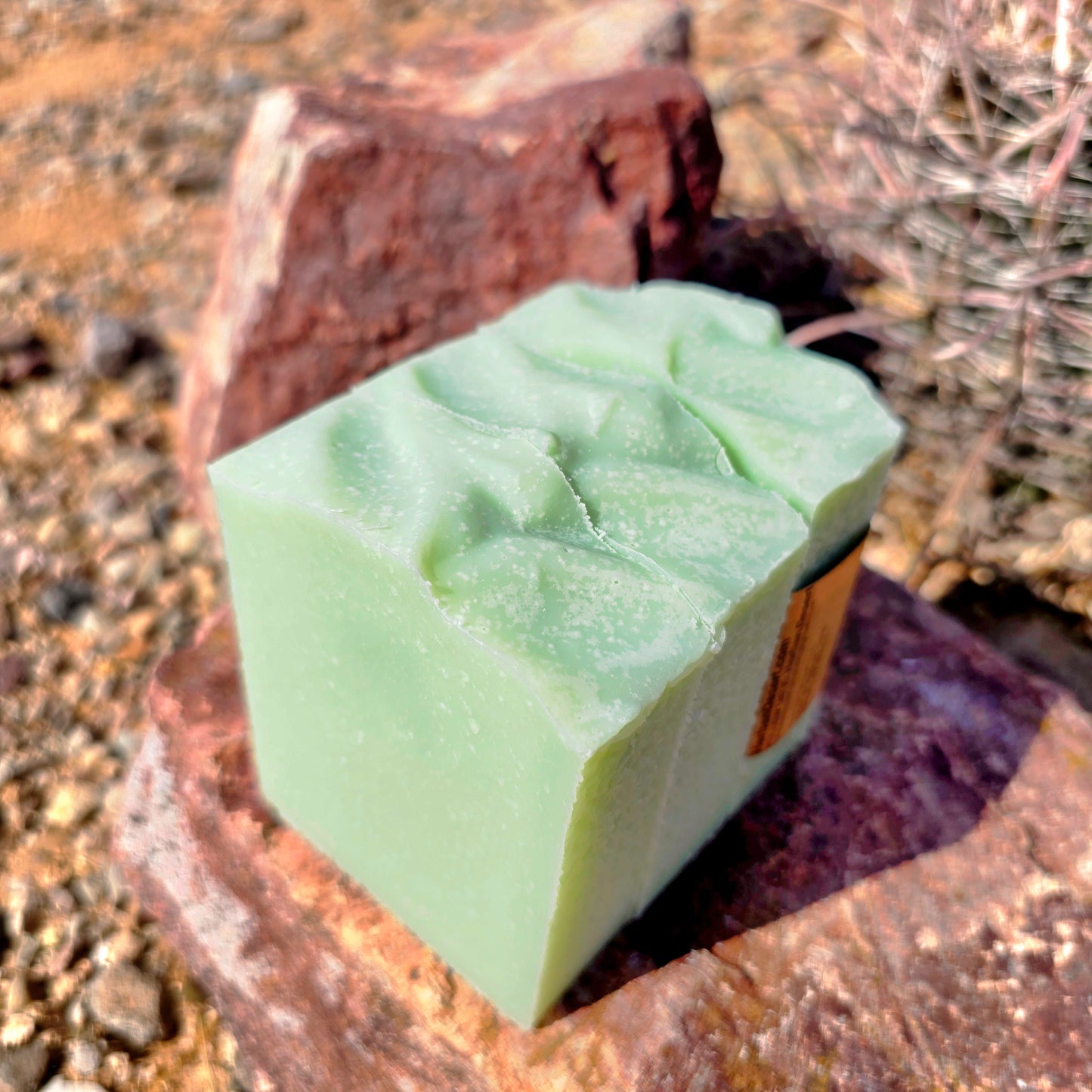 Three handmade tallow soap bars featuring a green tea and cucumber fragrance, crafted with grass-fed beef tallow, shea butter, and olive oil for deep hydration and gentle cleansing.