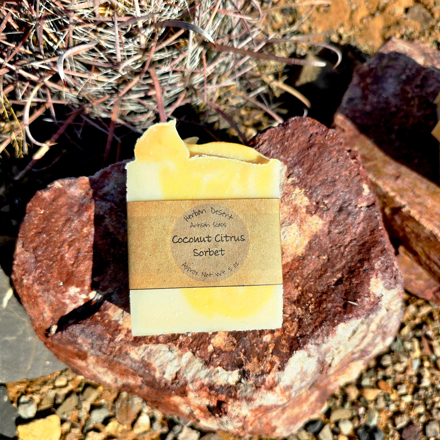 Handmade tallow soap bar featuring a sweet coconut fragrance, crafted with grass-fed beef tallow, shea butter, and olive oil for deep hydration and gentle cleansing.