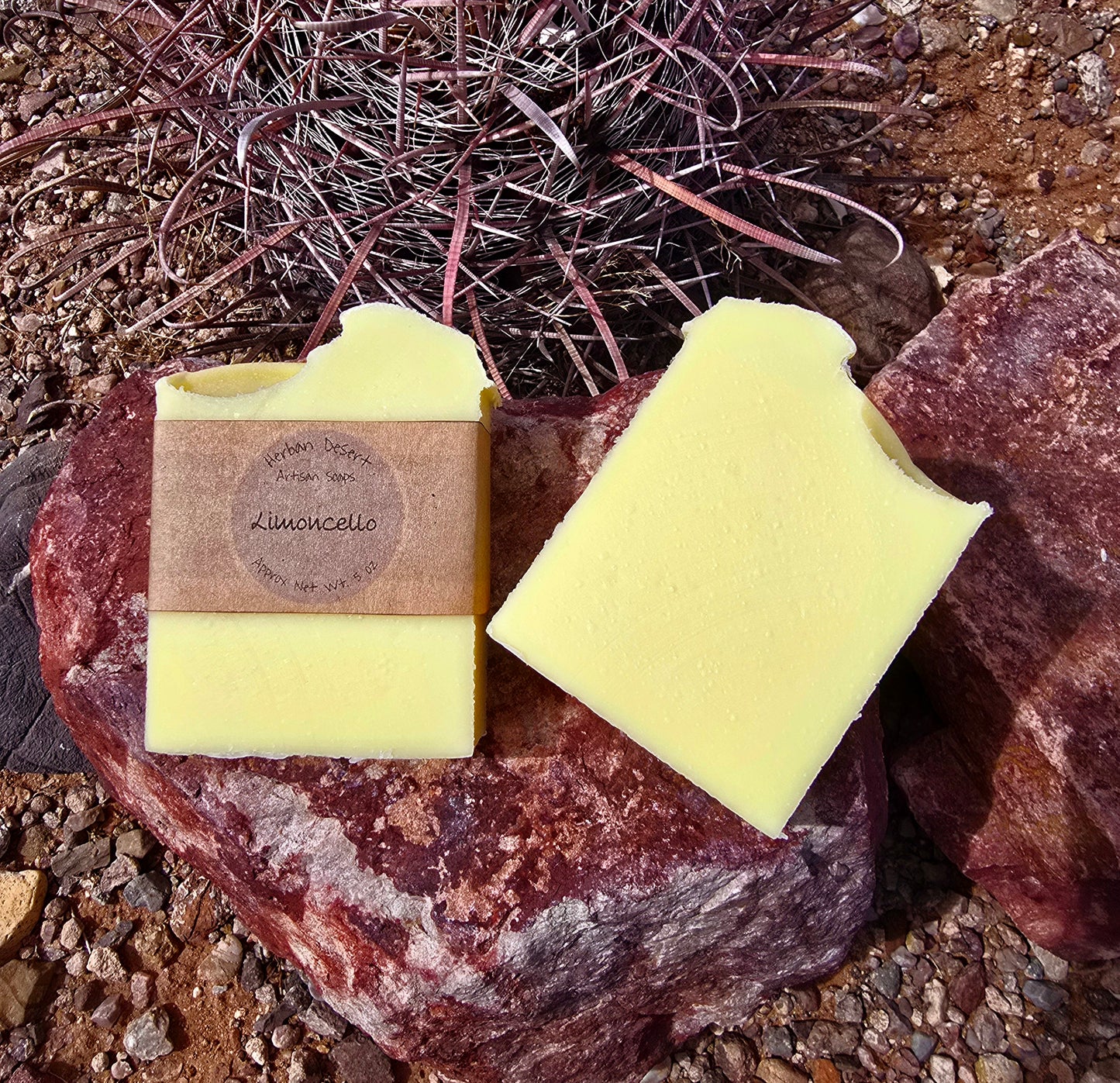 Handmade tallow soap bars featuring a sweet lemon scent, crafted with grass-fed beef tallow, shea butter, and olive oil for deep hydration and gentle cleansing.