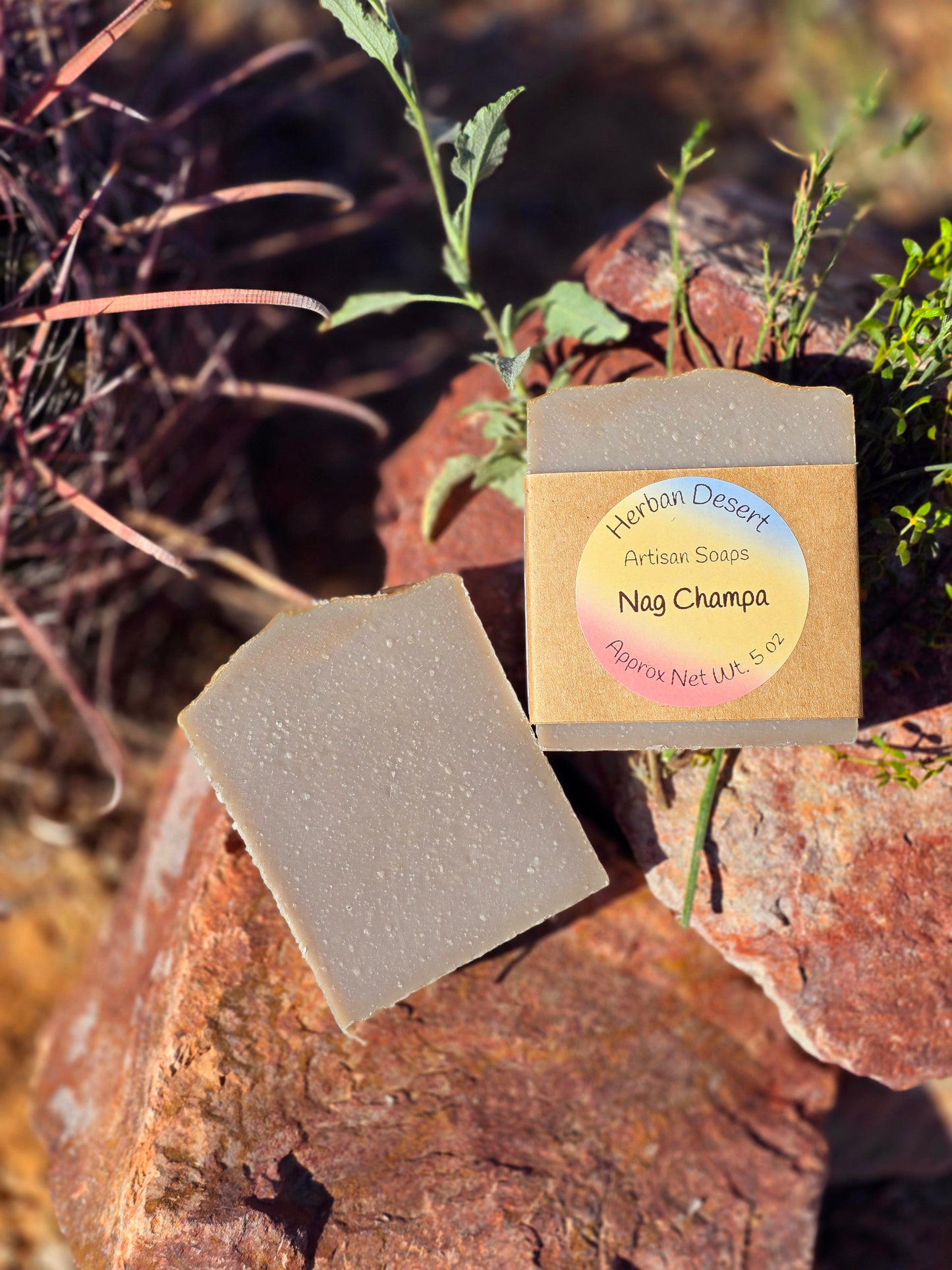 Handmade Nag Champa tallow soap bar with a blend of earthy, floral, and musky notes, crafted with grass-fed beef tallow and nourishing oils for deep hydration