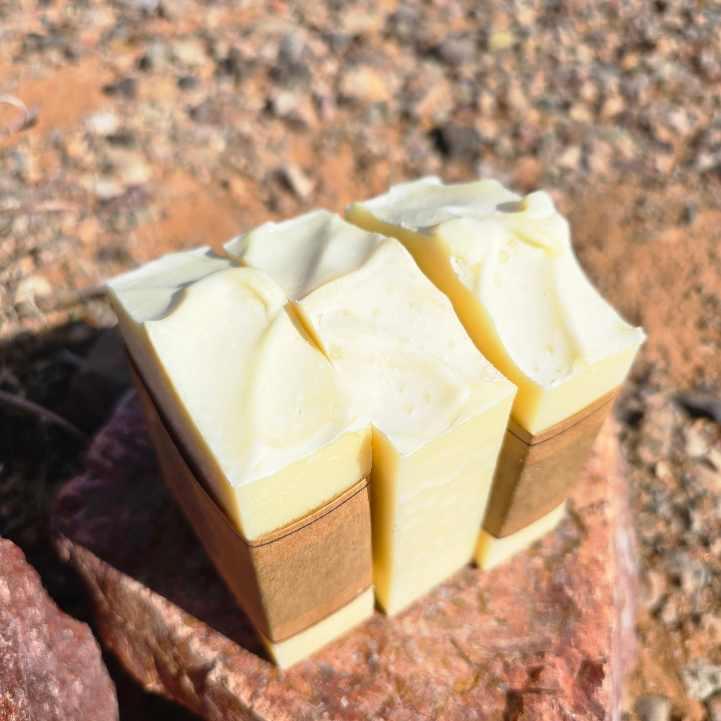 Handmade tallow soap bar infused with white tea and ginger fragrance, crafted with grass-fed beef tallow, olive oil, and shea butter for deep hydration and a creamy lather
