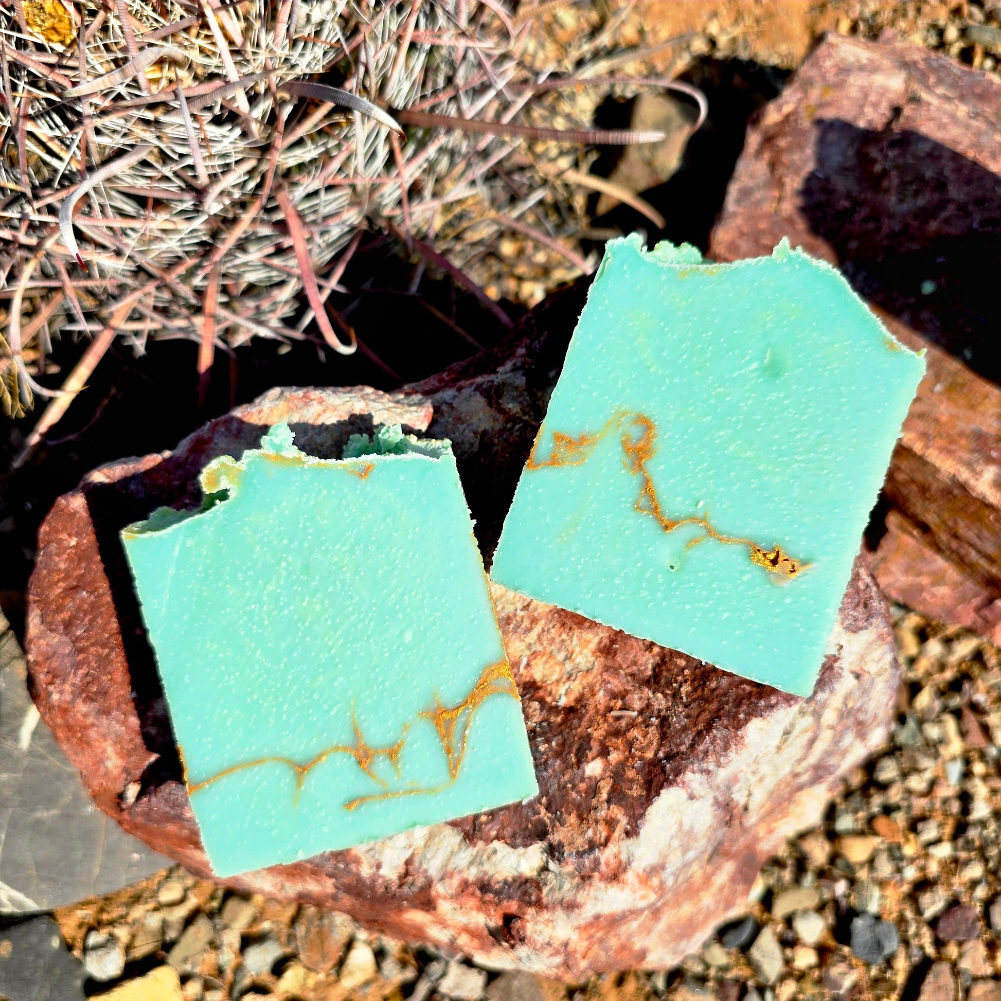 Two handmade tallow soap bar featuring a pine, fir tree, and grapefruit fragrance, crafted with grass-fed beef tallow, shea butter, and olive oil for deep hydration and gentle cleansing.